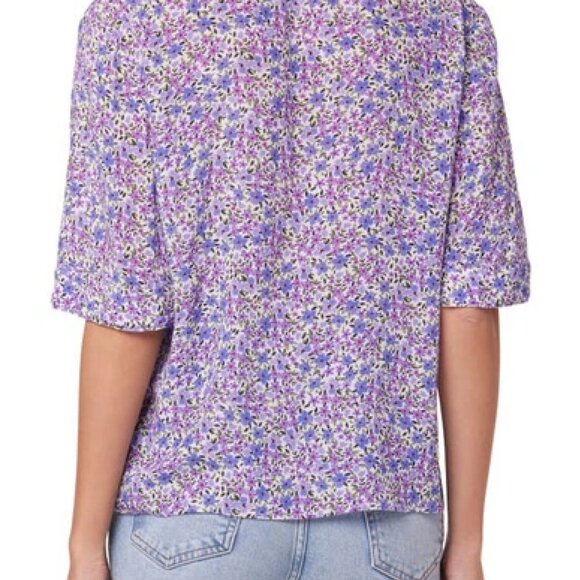 FAVORITE DAUGHTER: Savannah Floral Short Sleeve Button-up Shirt In Purple floral - Picture 4 of 8
